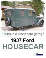 One of only six Housecars made per year in the mid-'30s at the Ford Motor Plant in St. Paul, Minnesota, this classic recreational vehicle is in amazing condition.